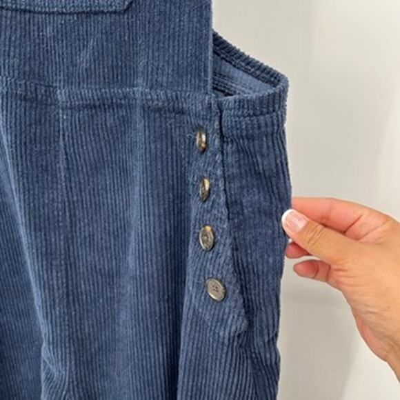 Reformation Navy Corduroy Baldwin Overalls Ribbed Wide Leg Women's 10 Blue - Picture 6 of 14
